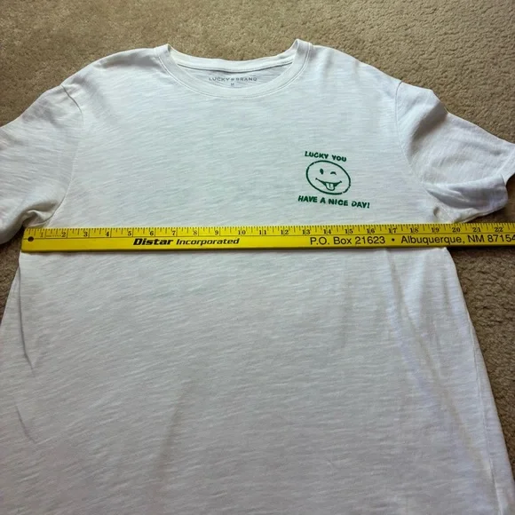 Lucky Brand White Tee with Green 'Lucky You' Chest Graphic - Picture 13 of 16